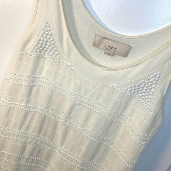 LOFT | Women’s LOFT Warm White Boho Beaded Pattern Tank Top, Size XS - Picture 4 of 6